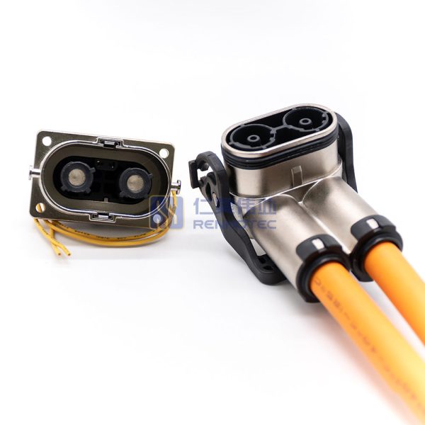 HVIL High Voltage Interlock Connector 2 Pin U Key 6mm Right Angle IP67 Metal Plug HVSL Cable - Image 2