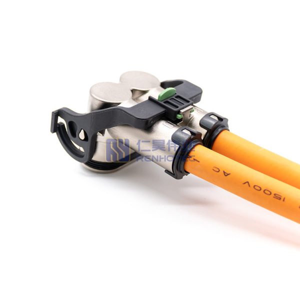 HVIL High Voltage Interlock Connector 2 Pin U Key 6mm Right Angle IP67 Metal Plug HVSL Cable - Image 3