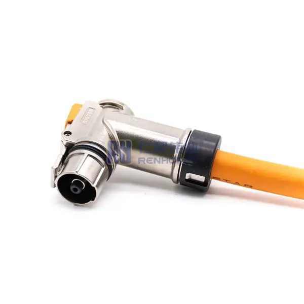HVIL High Voltage Safety Lock Cable 12mm Right Angle 400A IP67 1 Pin Plug 0.5M 120mm²