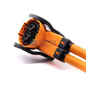 HVIL High Voltage Safety Lock Cable 2 Pin  Right Angle Plug Plastic 8mm 200A For 50mm² 0.25M