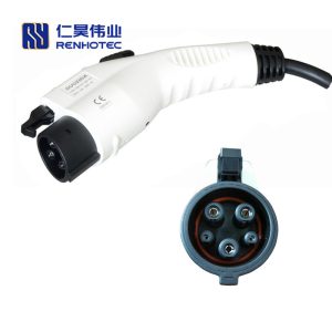 SAE J1772 Plug to IEC 62196-3 Socket 16A 250V EV Fast Charging Adapter with 0.5 Meters Cable