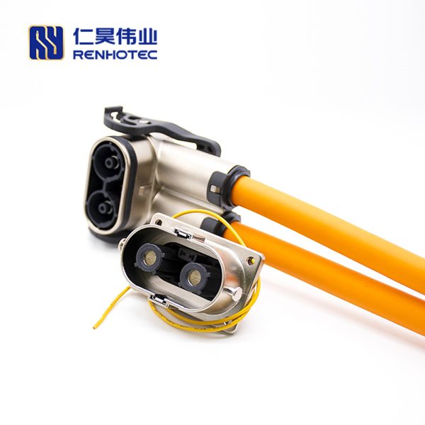 HVIL Connector 2 Pin 6mm Right Angle 125A Metal Plug IP67 For 25mm² Cable