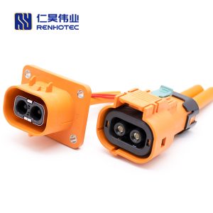 HVSL Connector Straight 3.6mm 50A 2 Pin Plastic Orange Plug with Cable 0.1m