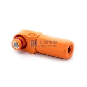 Energy Battery Storage Connector Plug Male Right Angle 150A 8mm 35mm2 IP67 Orange