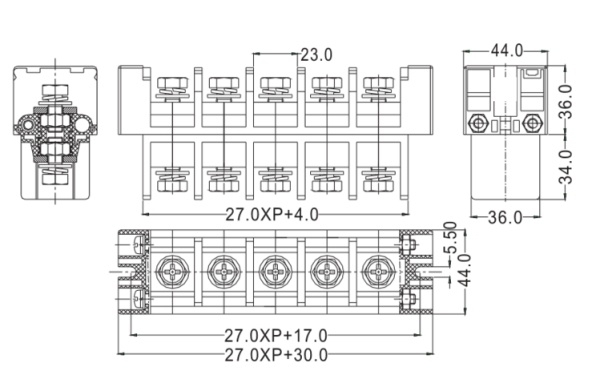 Panel Feed Through Terminal Block Drawing