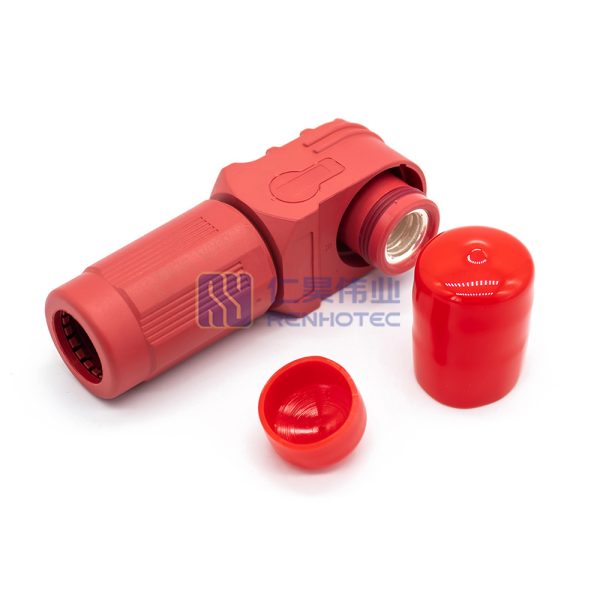 Energy Battery Storage Connector 250A Plug Right Angled 70mm2 Unshielded Cable 12mm Red - Image 3