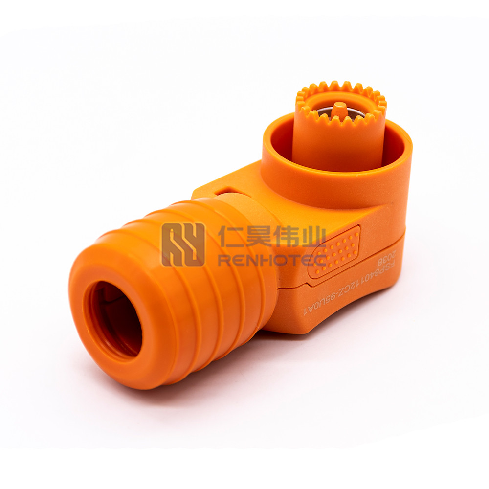 Energy Battery Storage Cable 120mm² 400A Surlok Angle Unshielded Connector Right Orange