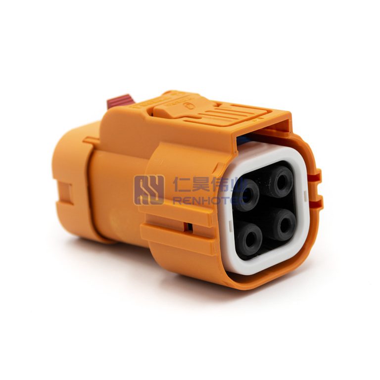 Straight 40A High Voltage Interlock Connector 4Pin 6mm2 A Key