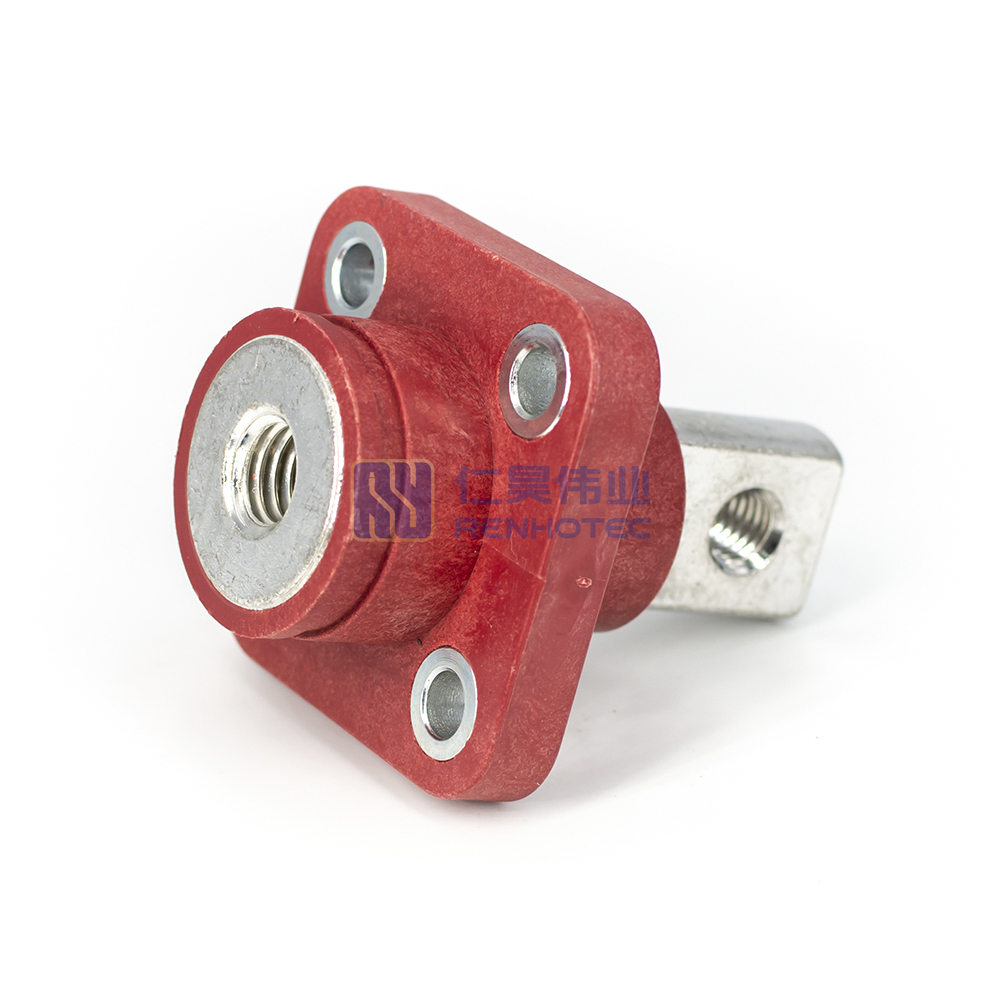 Single Stud Type Junction Blocks 200A Internal Screw (M8) Busbar with M6  Flange Mounting Red