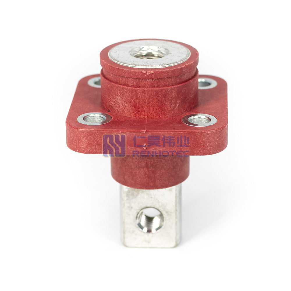 Single Stud Type Junction Blocks 200A Internal Screw (M8) Busbar with M6  Flange Mounting Red