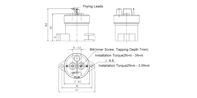 SPST-NO 12V COIL 20A Dimension