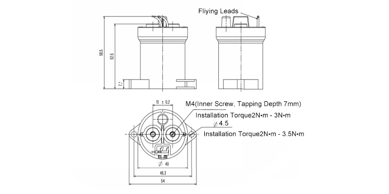 High Voltage DC Contactor Dimension