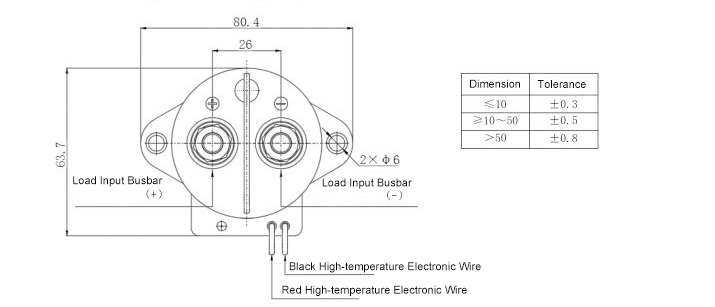 High Voltage DC Contactor Product Dimension