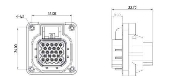 23Pin Signal Connector 5A 500V DC IP67 