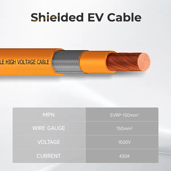 1500V 430A High Voltage Shielded Cable 150mm² Energy Storage