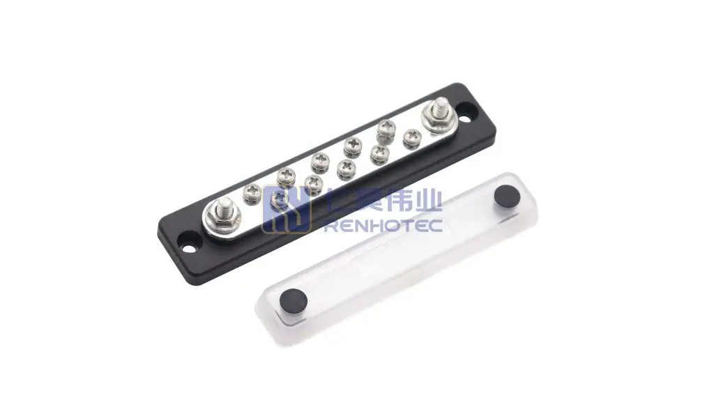 Copper Ground Bus Bar – 4-Terminal Electrical Terminal Block For Distribution Boxes, Panel Wiring & Equipment Grounding