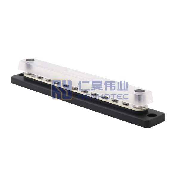 150A 2 *1/4"(M6) Studs 20*#8 Screws Bus Bar Terminal Block Power Distribution Block with Cover for Automotive Marine Boat - Image 2