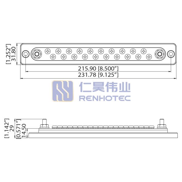 150A 2 *1/4"(M6) Studs 20*#8 Screws Bus Bar Terminal Block Power Distribution Block with Cover for Automotive Marine Boat - Image 6