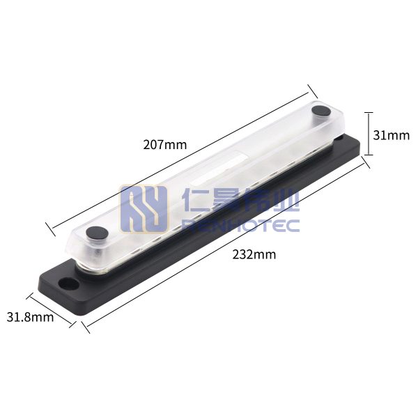 150A 2 *1/4"(M6) Studs 20*#8 Screws Bus Bar Terminal Block Power Distribution Block with Cover for Automotive Marine Boat - Image 7