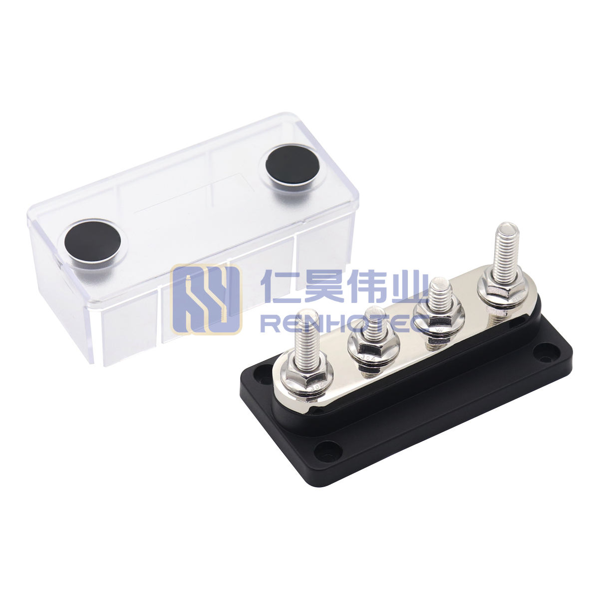 1 Pair 48V 150A M6 Power Distribution Terminal Block Battery Bus Bar Set