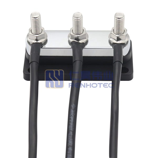 600A Black Bus Bar 3*3/8"(M10) Terminal Studs 12V-48V Power Distribution Block with Cover for Boat Automotive Car - Image 3