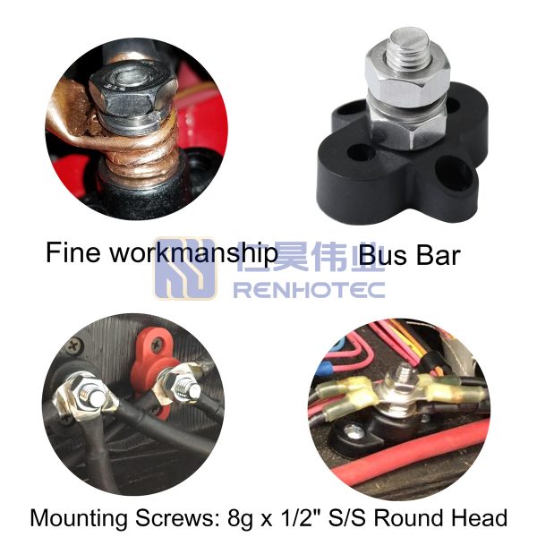 Bus Bar 3/8" Positive Single Power Junction Post Insulated Terminal Stud for Marine Automotive Car Boat - Image 3