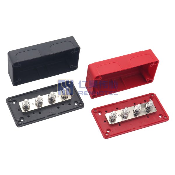 300A Bus Bar Heavy Duty Battery Terminal Distribution Block Bus Barbox with 4 x 5/16"(M8) Terminal Studs for Car Marine RV Truck