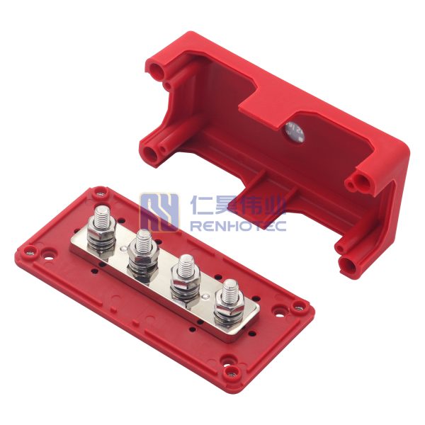 300A Bus Bar Heavy Duty Battery Terminal Distribution Block Bus Barbox with 4 x 5/16"(M8) Terminal Studs for Car Marine RV Truck - Image 3