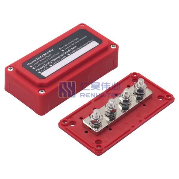 300A Bus Bar Heavy Duty Battery Terminal Distribution Block Bus Barbox with 4 x 5/16"(M8) Terminal Studs for Car Marine RV Truck - Image 4