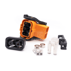 2 POS High Power Electric Vehicle Cable Plug, 125A, 25mm² Shielded Cable, A Key, Right Angle