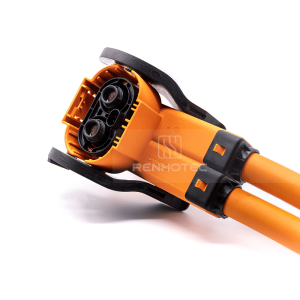 2 POS High Power Electric Vehicle Cable Plug, 125A, 25mm² Shielded Cable, A Key, Right Angle