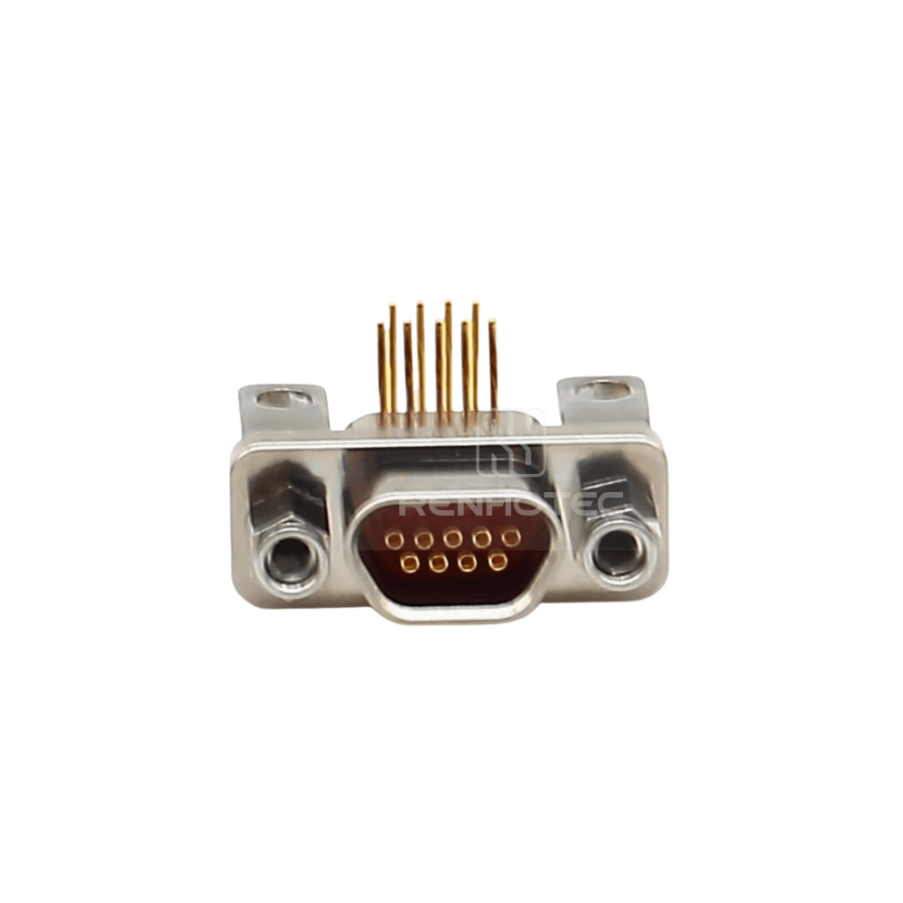 J30J(MIL-DTL-83513 / MDM) Metal Shell 9pin 90 Degree PCB Micro-D MIL-Spec Female Connector with P7 Jackpost, 1.27x2.54mm Grid