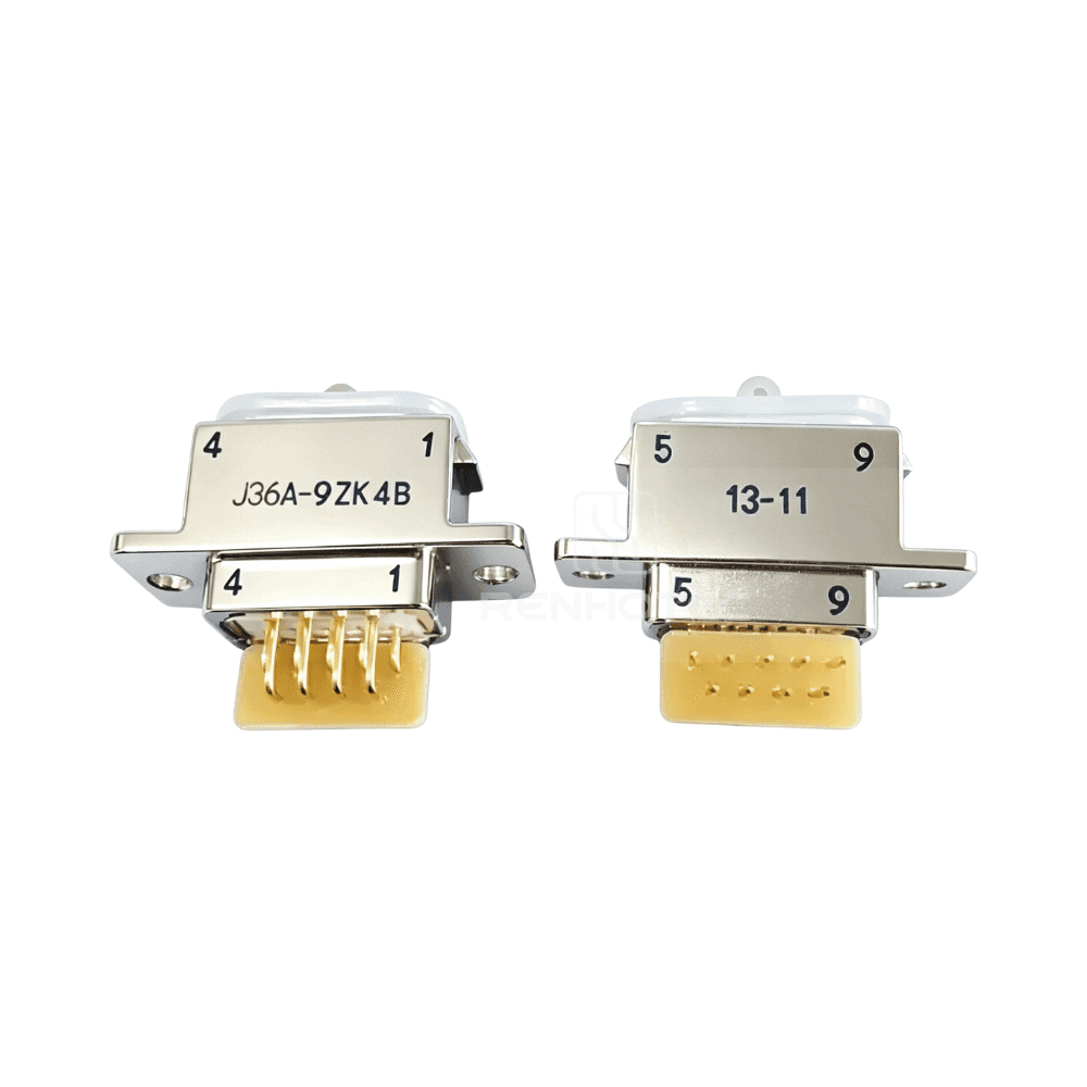 J36A Metal Shell 9pin Micro-D MIL-Spec PCB Mount Right Angled Female Socket J36A-9ZK4B
