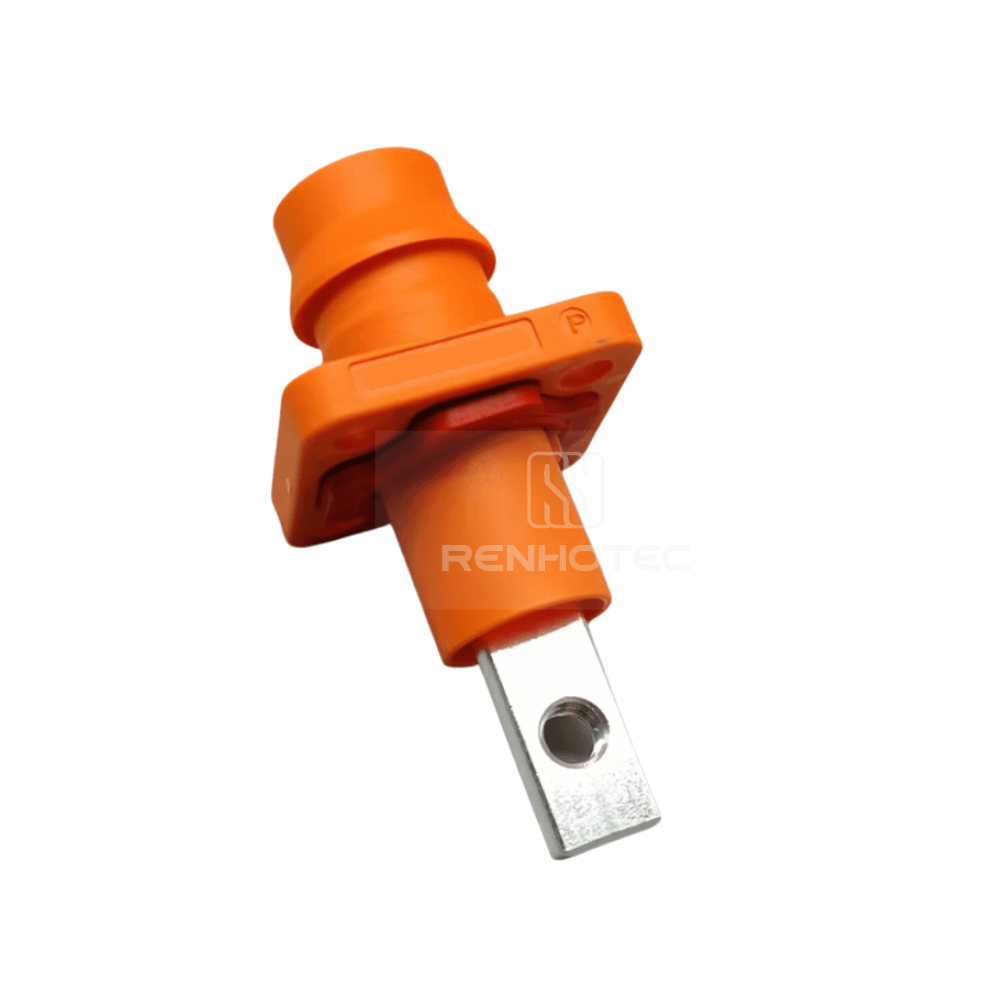 Energy Battery Storage Connector 6mm 100A-500A Straight Socket Orange Copper Busbar M5 Threaded Hole