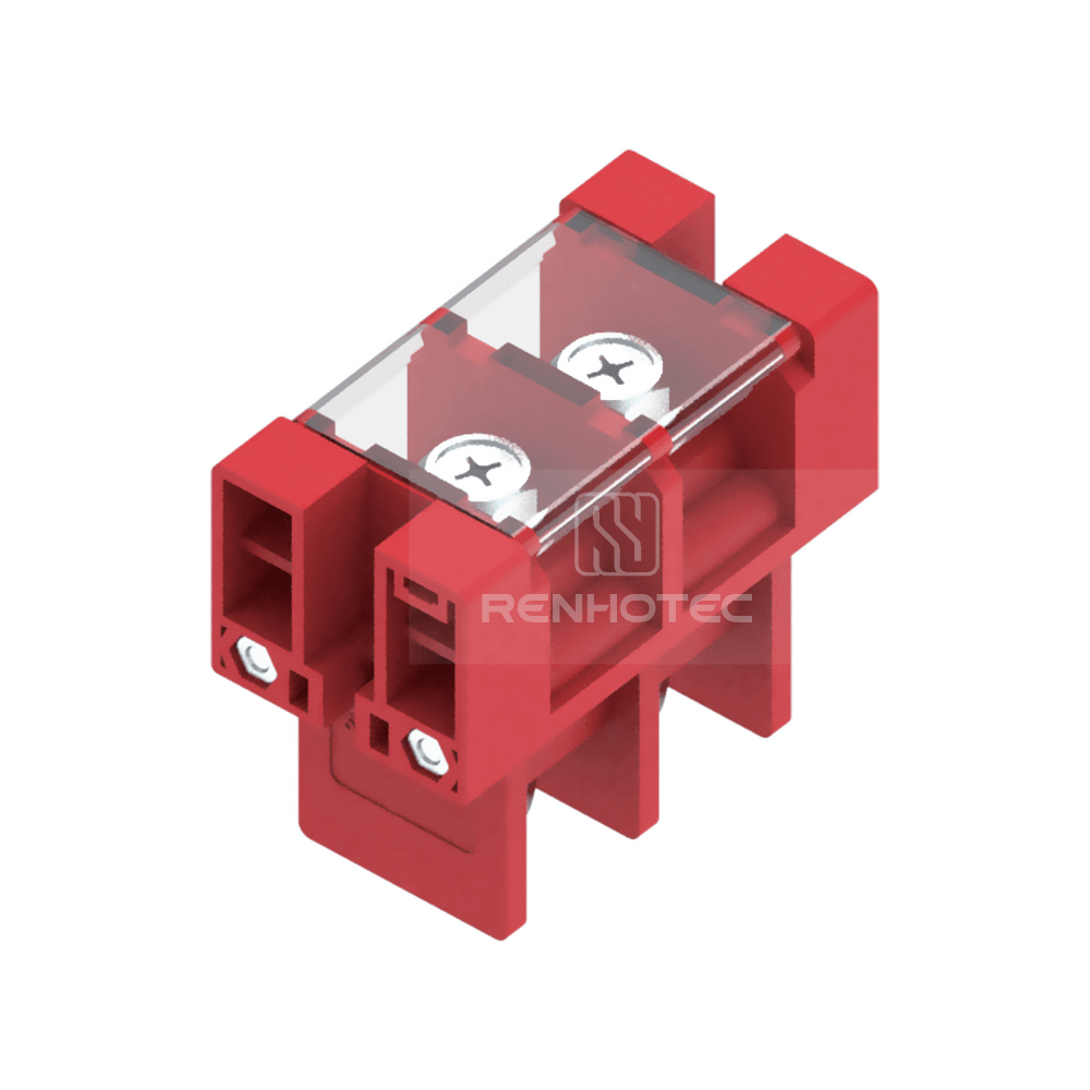 250A Barrier Terminal Block,2 in 2 out,pitch 27mm,Red