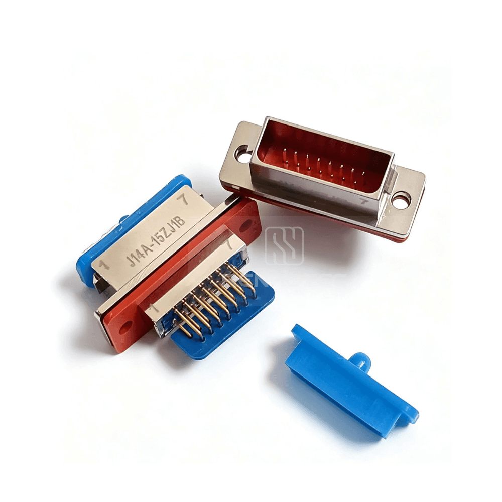 J14 Series J14A Metal Shell 15pin Micro-D MIL-Spec Male Socket, Right angle PCB mount J14A-15ZJ1B