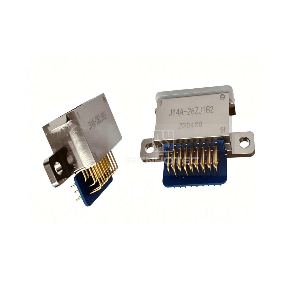 J14 Series J14A Metal Shell 26pin Micro-D MIL-Spec Male Socket, Right angle PCB mount, side Flange Mount J14A-26ZJ1B2