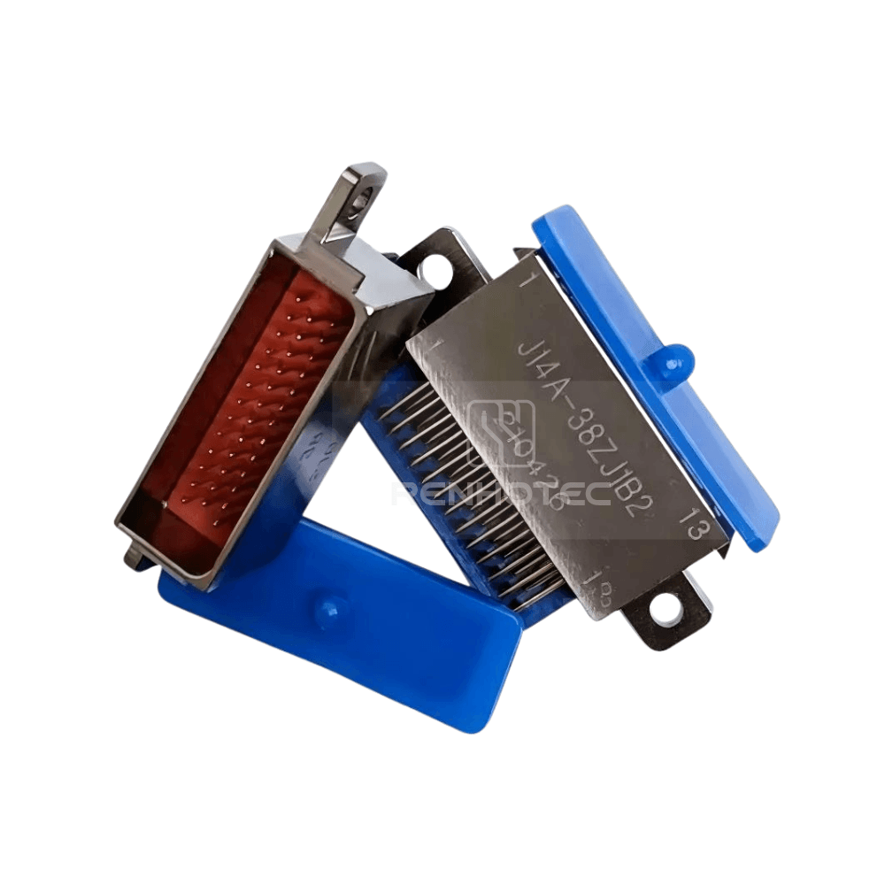 J14 Series J14A Metal Shell 38pin Micro-D MIL-Spec Male Socket, Right angle PCB mount, side Flange Mount J14A-38ZJ1B2