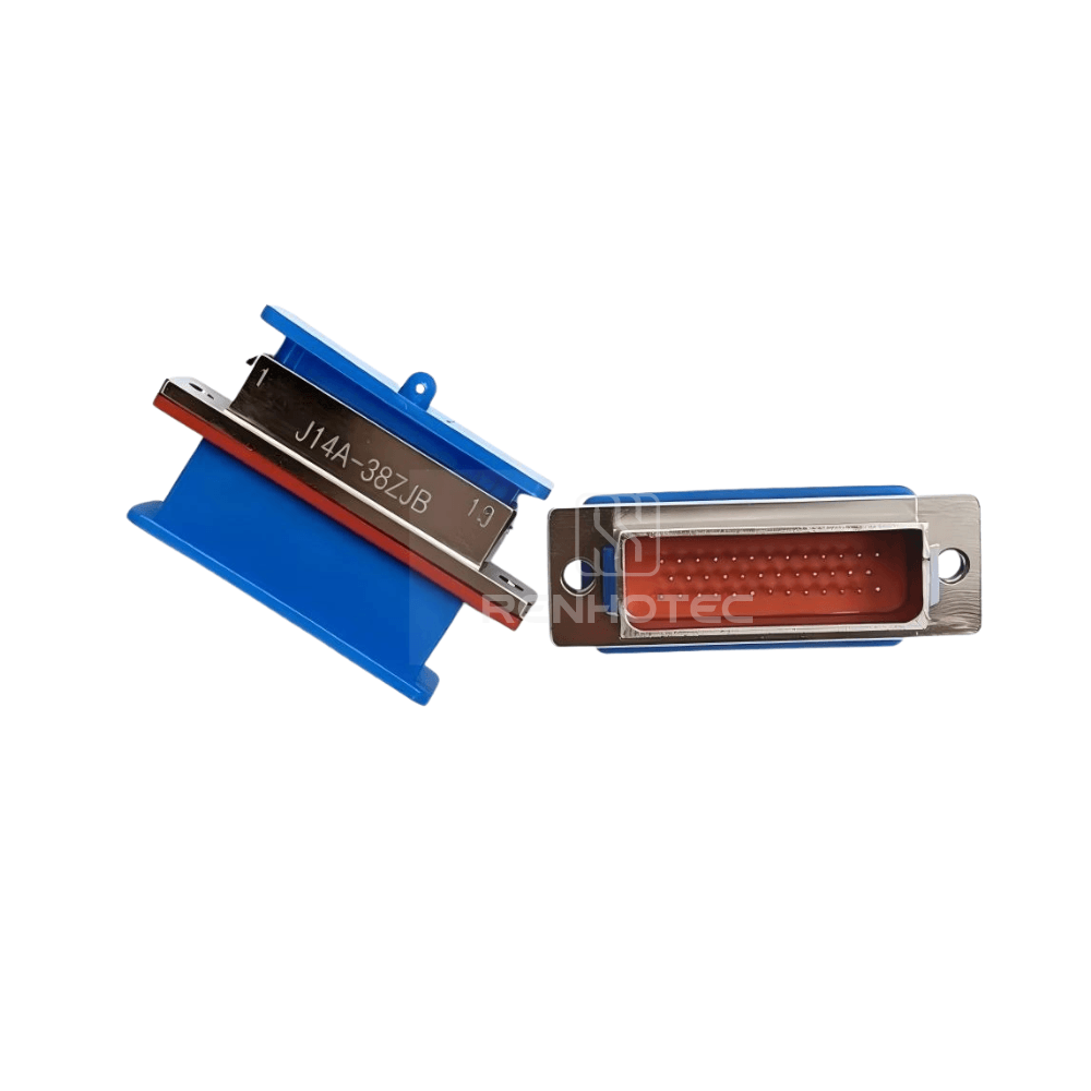 J14 Series J14A Metal Shell 38pin Micro-D MIL-Spec Panel Mount Male Socket with Cable Clamp, Narrow Flange Mount J14A-38ZJB1L