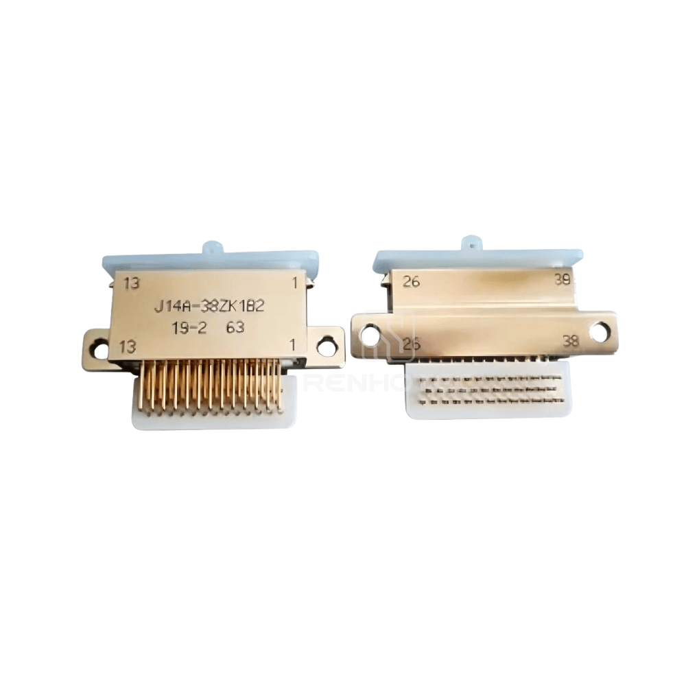 J14 Series J14A Metal Shell 38pin Micro-D MIL-Spec Female Socket, Right angle PCB mount, side Flange Mount J14A-38ZK1B2