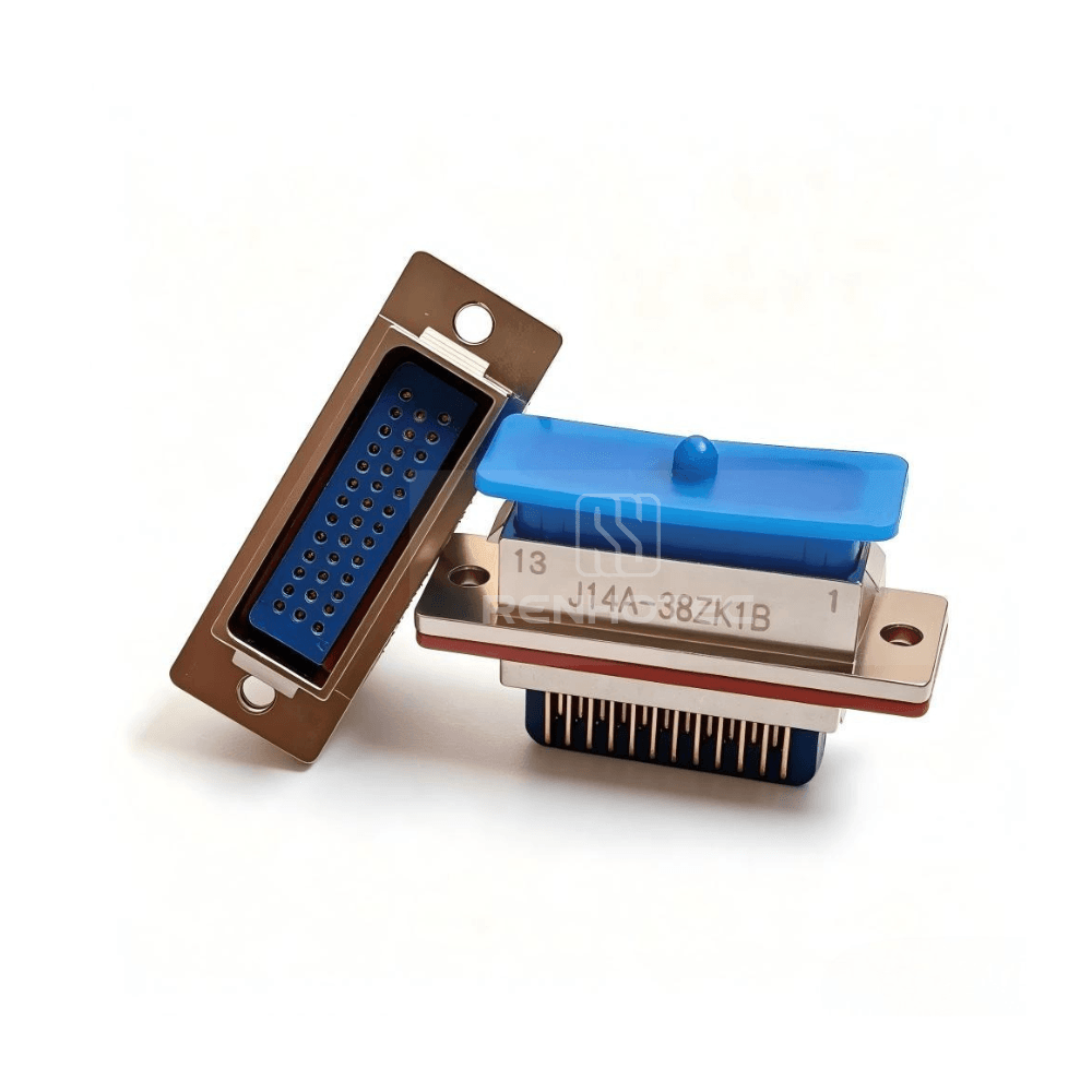 J14 Series J14A Metal Shell 38pin Rectangular Connector MIL-Spec Female Socket, Right angle PCB mount J14A-38ZK1B