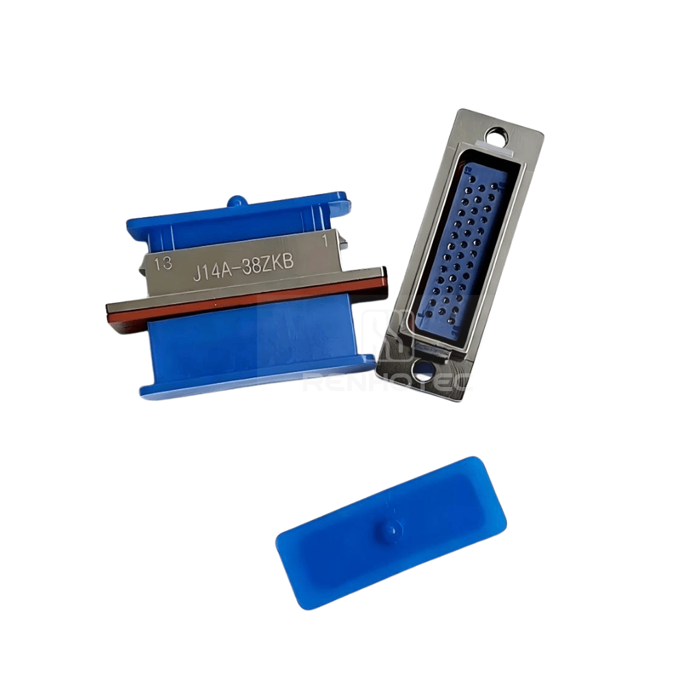 J14 Series J14A Metal Shell 38pin Micro-D MIL-Spec Panel Mount Female Socket with Cable Clamp, Narrow Flange Mount J14A-38ZKB1L