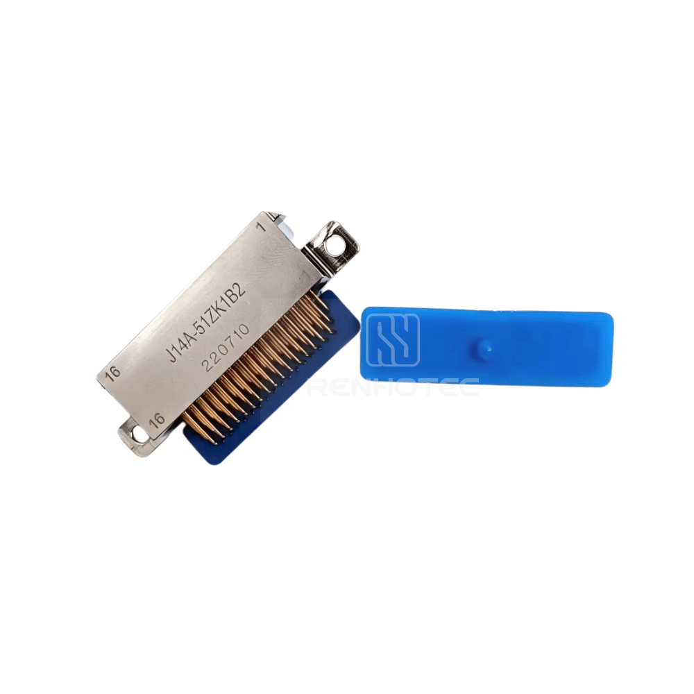 J14 Series J14A Metal Shell 51pin Micro-D MIL-Spec Female Socket, Right angle PCB mount, side Flange Mount J14A-51ZK1B2