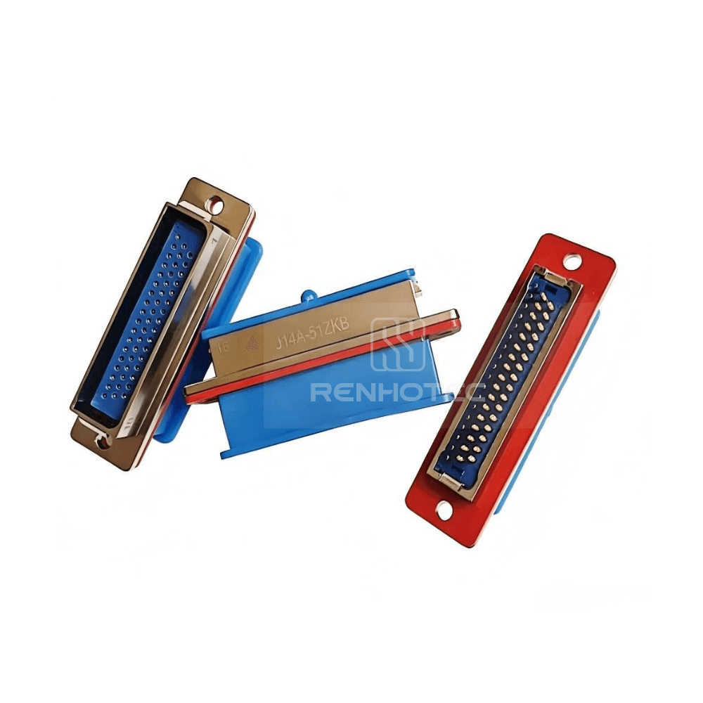 J14 Series J14A Metal Shell 51pin Micro-D MIL-Spec Panel Mount Female Socket with Cable Clamp, Narrow Flange Mount J14A-51ZKB1L