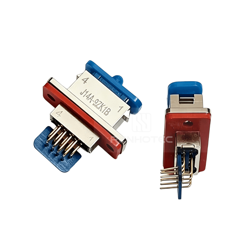 J14 Series J14A Metal Shell 9pin Micro-D MIL-Spec Female Socket, Right angle PCB mount J14A-9ZK1B