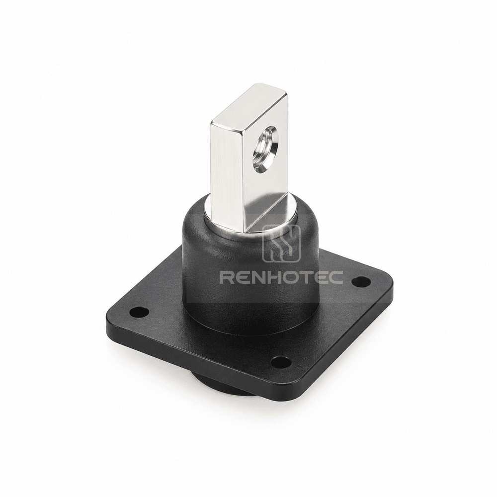 Single Stud Type Junction Blocks 500A Internal Screw (M10) Busbar with M10 Flange Mounting Black
